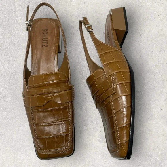 SCHUTZ | Shoes | Schutz Tan Crocembossed Arizona Slingback  display picture 1